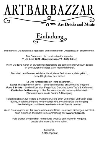 Einladung Artisten ArtBarBazzar